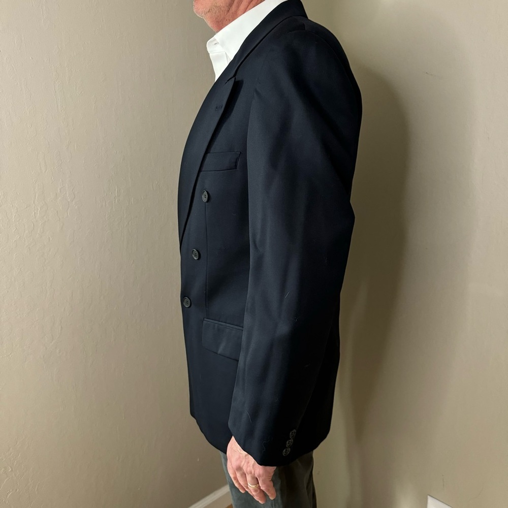 BOSS HUGO BOSS “Al Capone” Double Breasted Blazer Sport Coat Pure New Wool Blue - Picture 9 of 16